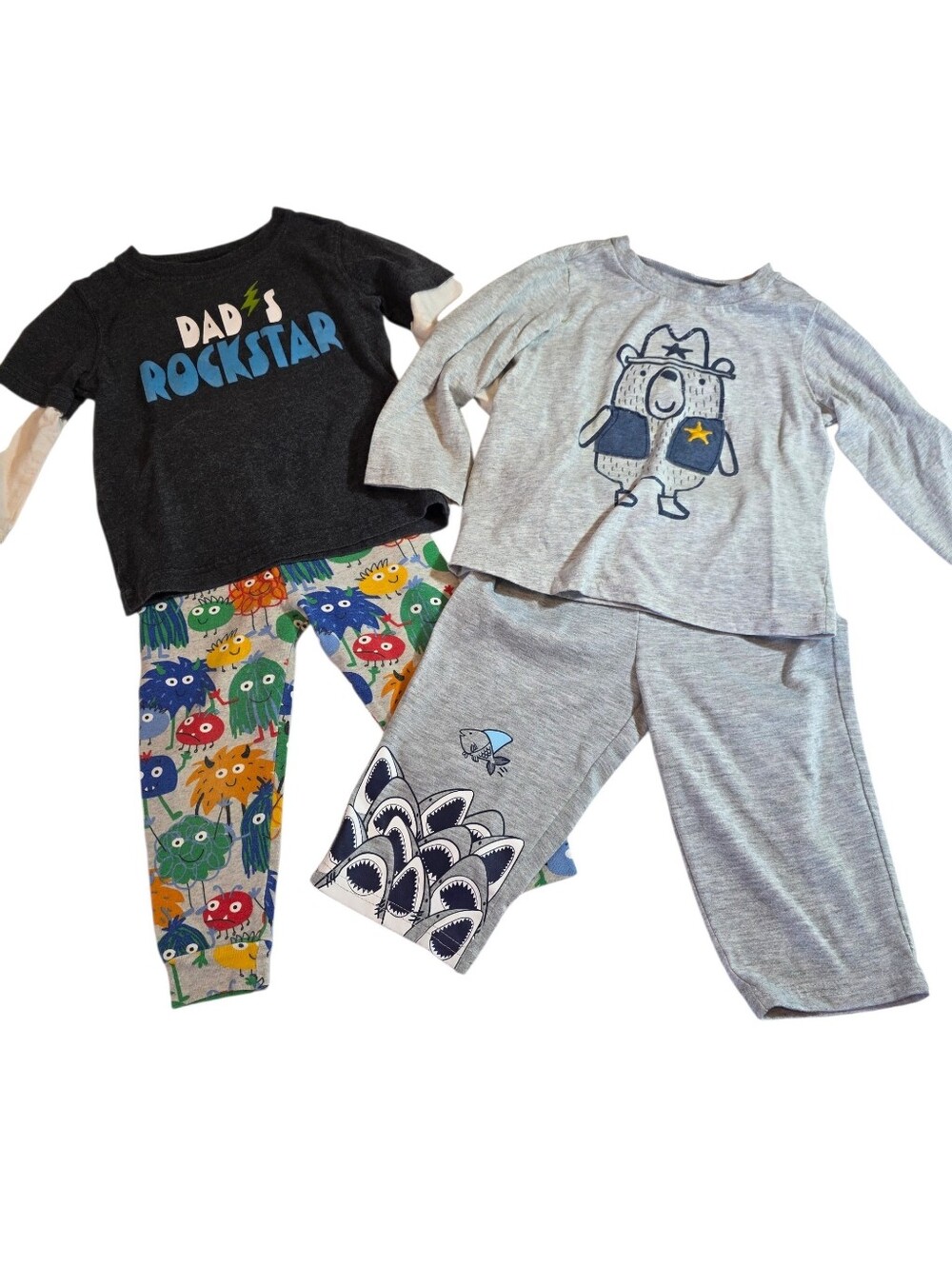 Children's Place Carters Kids 2 Pack Pajama Sets Dad Shark Monsters 18 24 Months